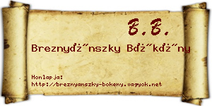 Breznyánszky Bökény névjegykártya